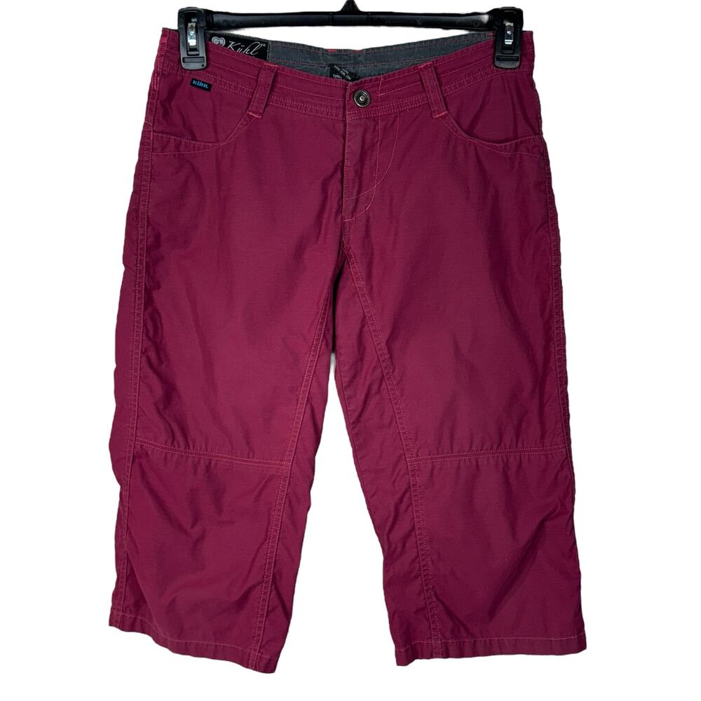 Kuhl SZ 6 Capris Skimmers Floral Pockets Low-Rise Zip-Fly Lightweight Burgundy